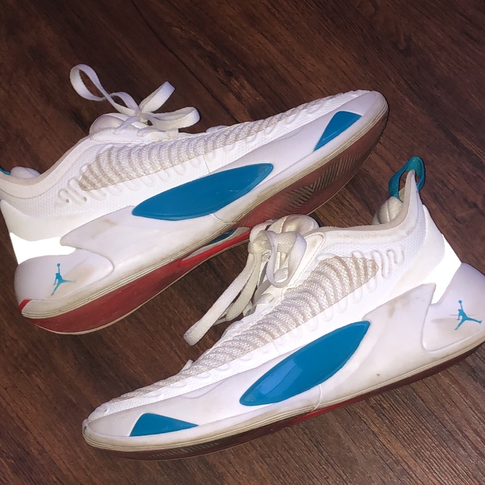Size 7 Youth 7Y Jordan Brand Luka Doncic White and Blue Athletic Sneakers - Picture 2 of 14